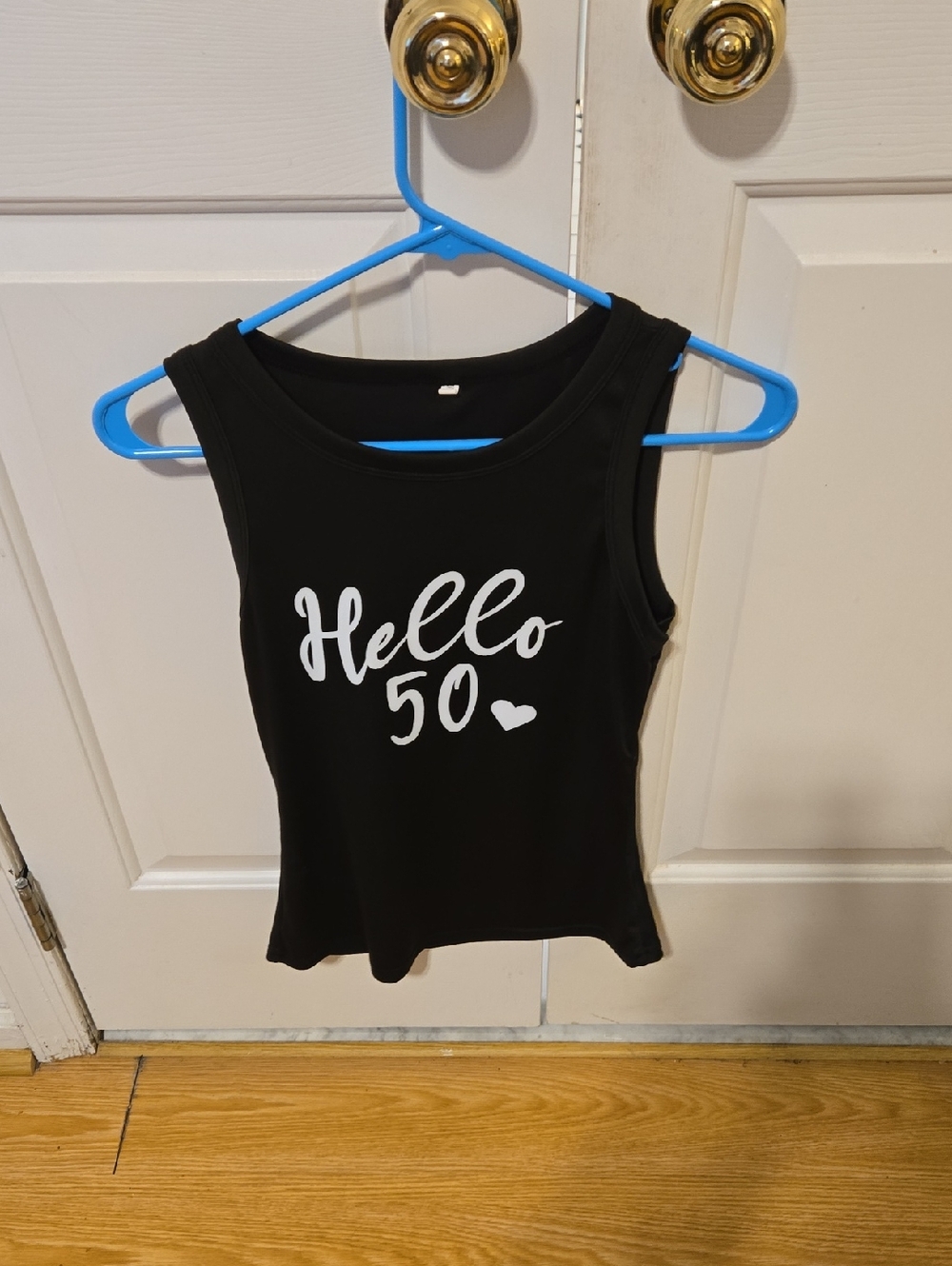 Hello 50 Black Graphic Tank